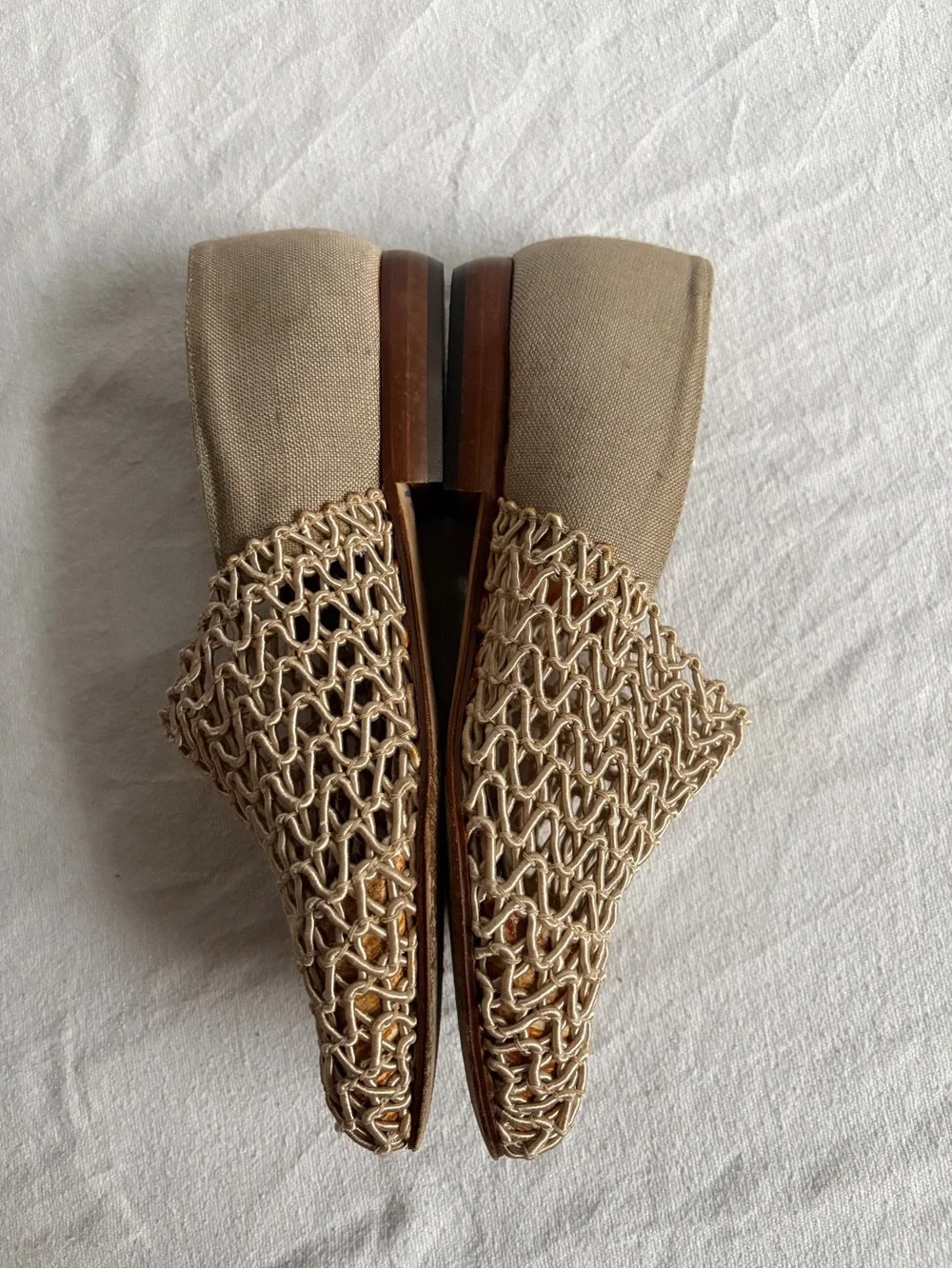Nordstrom Natural Beige Woven Mule Flats - Picture 1 of 12